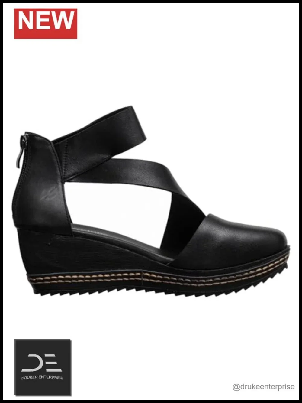 Women's Leather Wedge Mules with Cushioned Latex Insole, 2-Inch Heel, Water